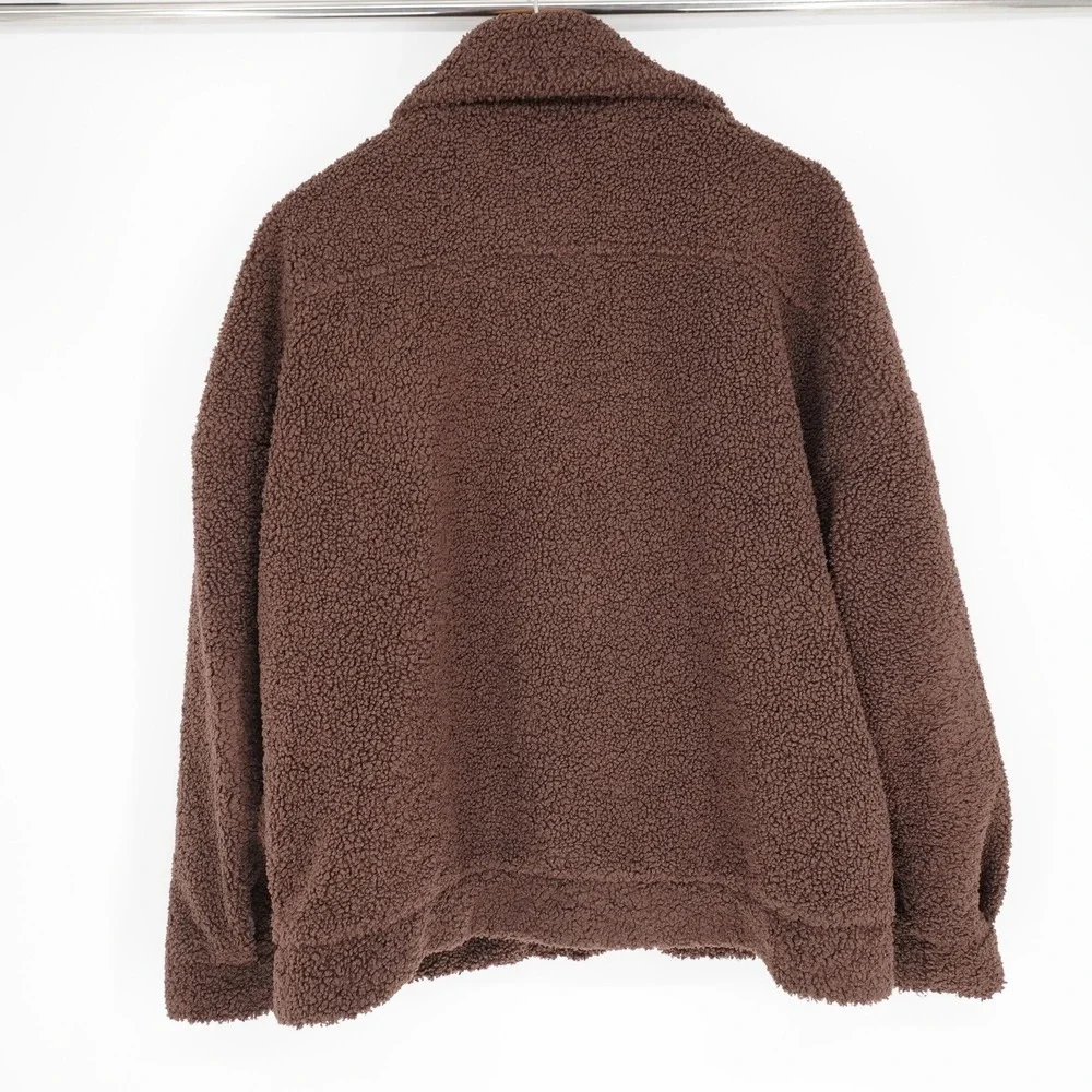 Dixxon Flannel Co Sherpa Jacket Mens L Brown Snap Flannel Lined Trucker Pockets - Picture 2 of 12
